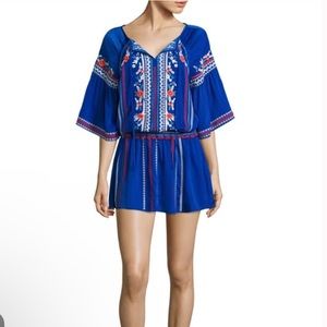 Parker Giselle Embroidered Tunic Mini Dress, Size L